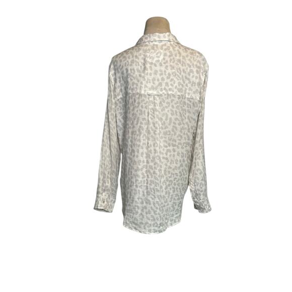 Rails Ellis Grey Jaguar Print Cotton Button Front Top Shirt Tunic size Small - Picture 11 of 16